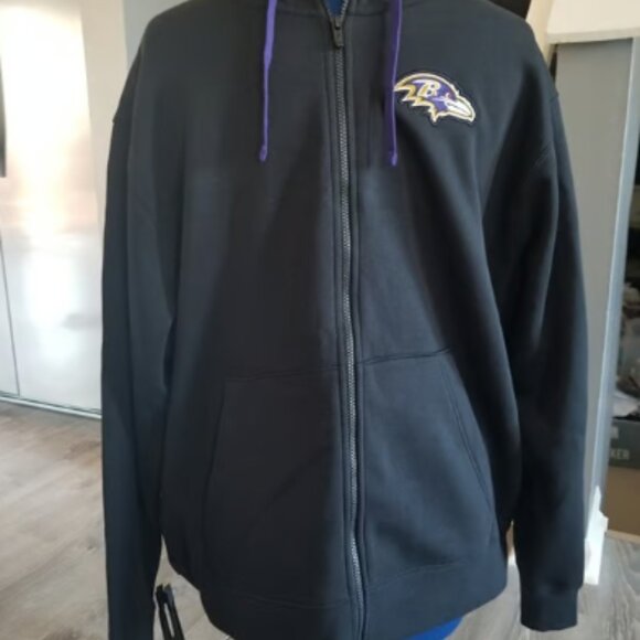 Men's Nike Black Baltimore Ravens Club Full-Zip Hoodie Jacket - Picture 4 of 12